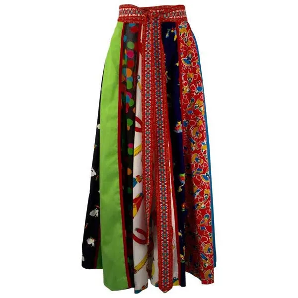 1970s Giorgio di Sant' Angelo Multi Fabric Cotton Skirt