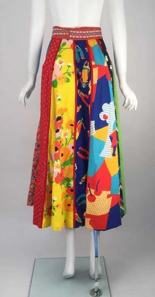 1970s Giorgio di Sant' Angelo Multi Fabric Cotton Skirt