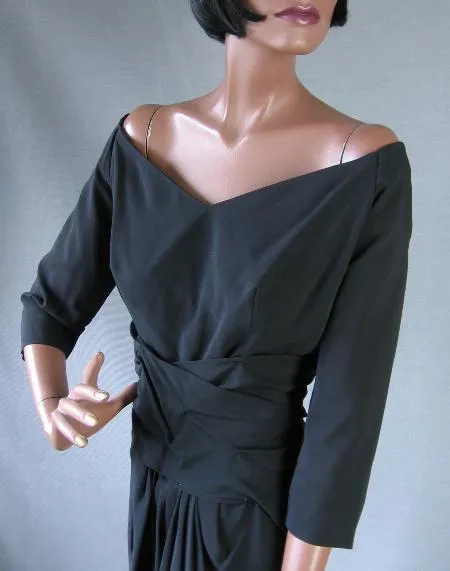 50s Bombshell Cocktail Dress Draped Vintage Revenge Dress Ceil Chapman Inspired Medium VFG