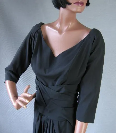 50s Bombshell Cocktail Dress Draped Vintage Revenge Dress Ceil Chapman Inspired Medium VFG