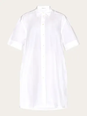 A-shape short sleeved poplin shirt dress - GOTS/Vegan - Bright White