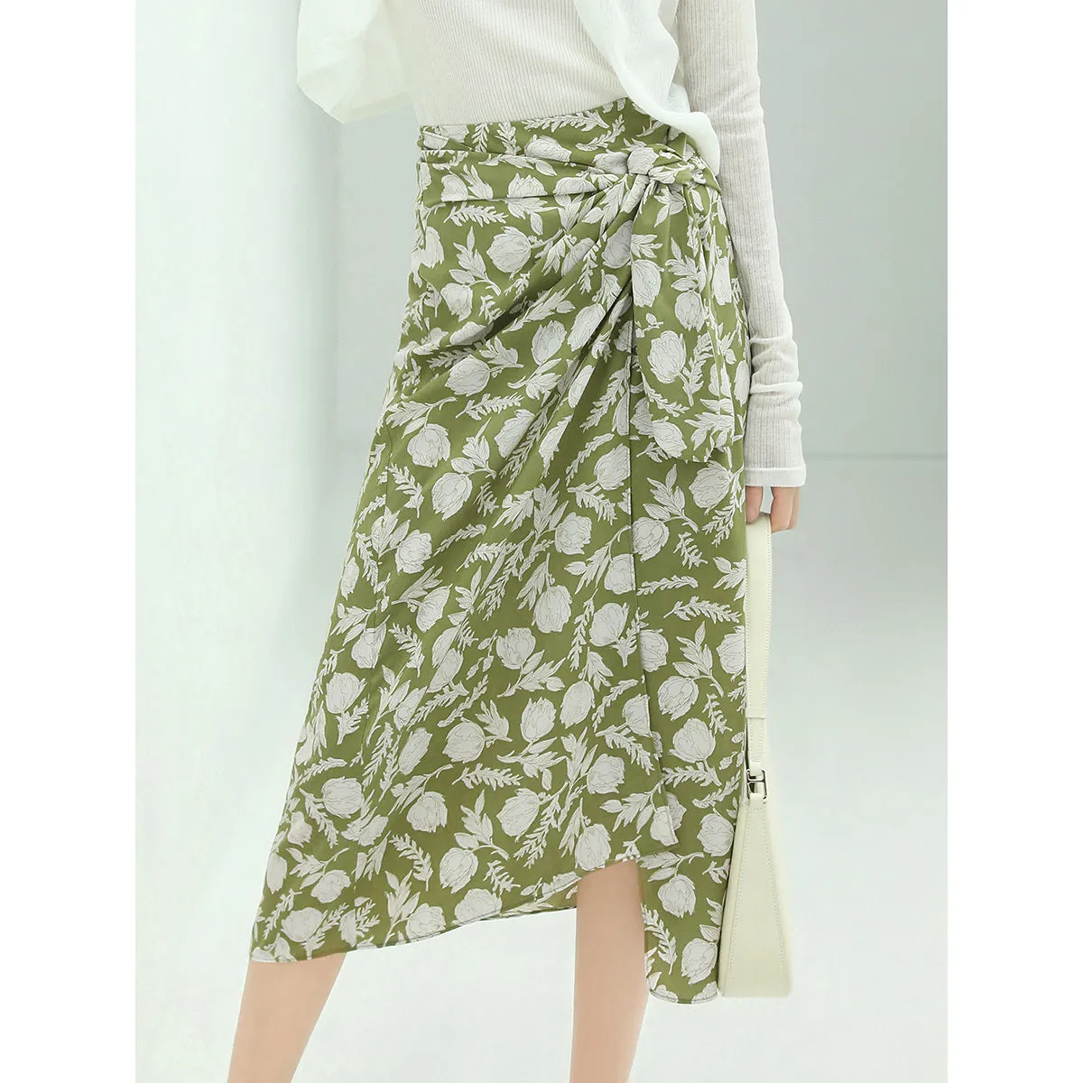 Aesthetic Side Twist Grassland Wrap Skirt