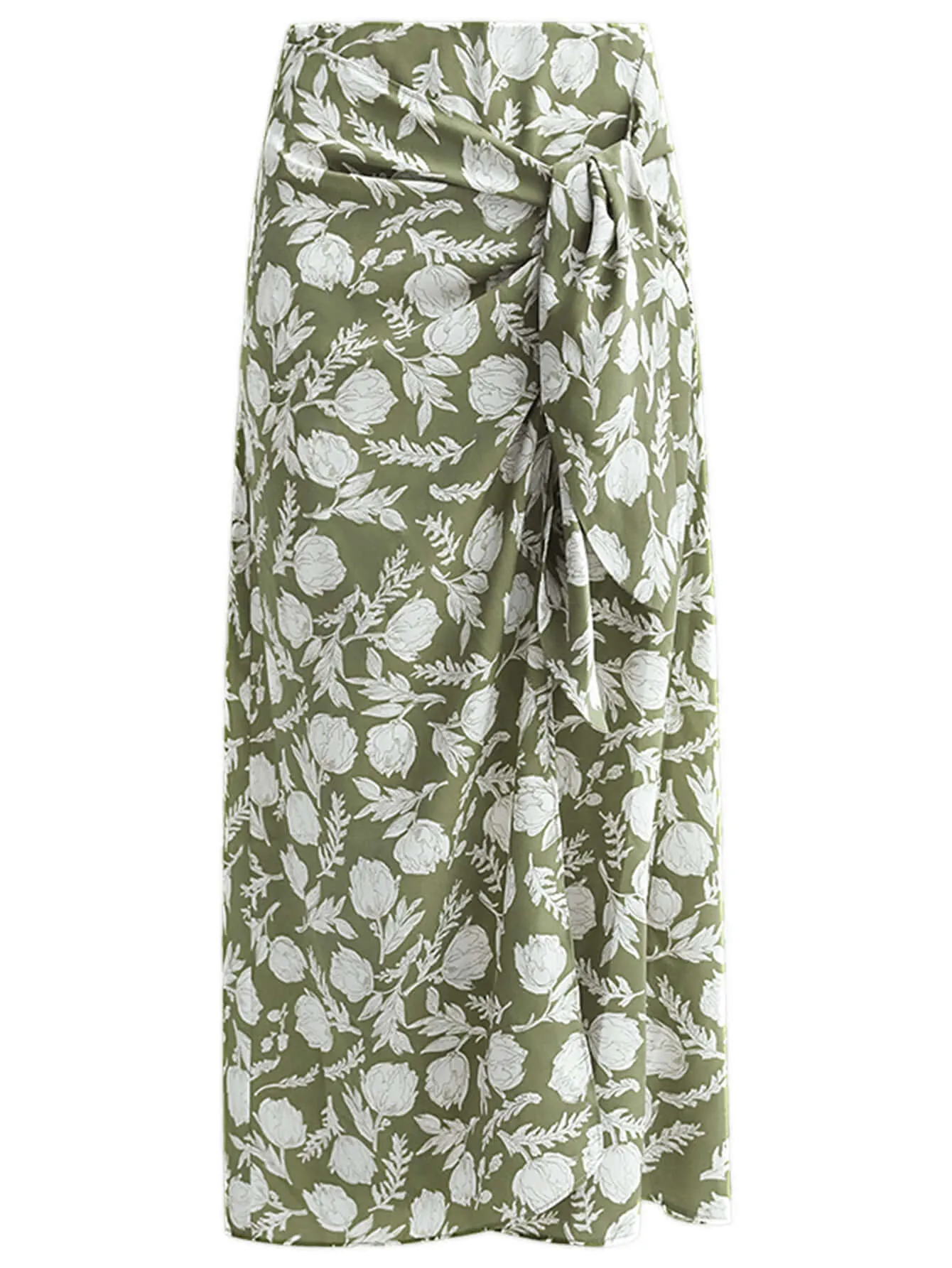 Aesthetic Side Twist Grassland Wrap Skirt