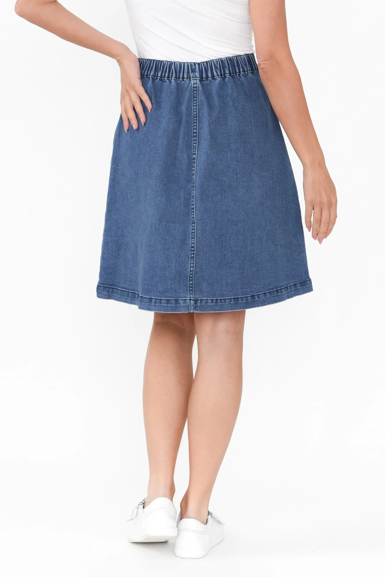 Amanda Light Blue Stretch Denim Skirt