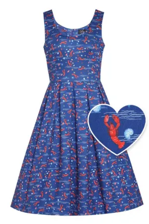 Amanda Lobster Dark Blue Flared Dress