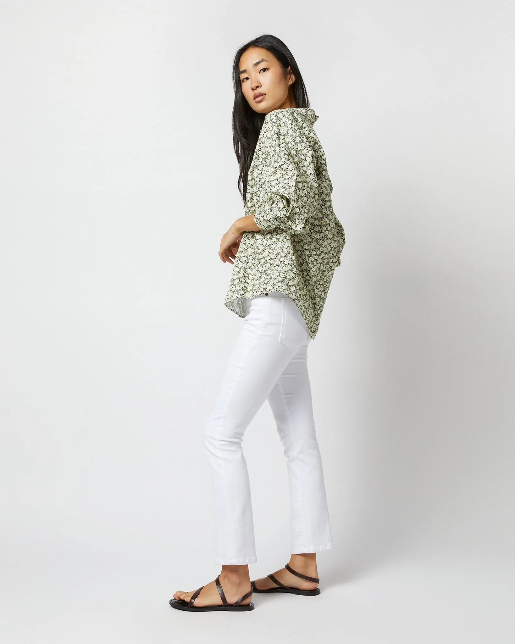 Anaya Popover Shirt in Olive Eliasson Liberty Fabric