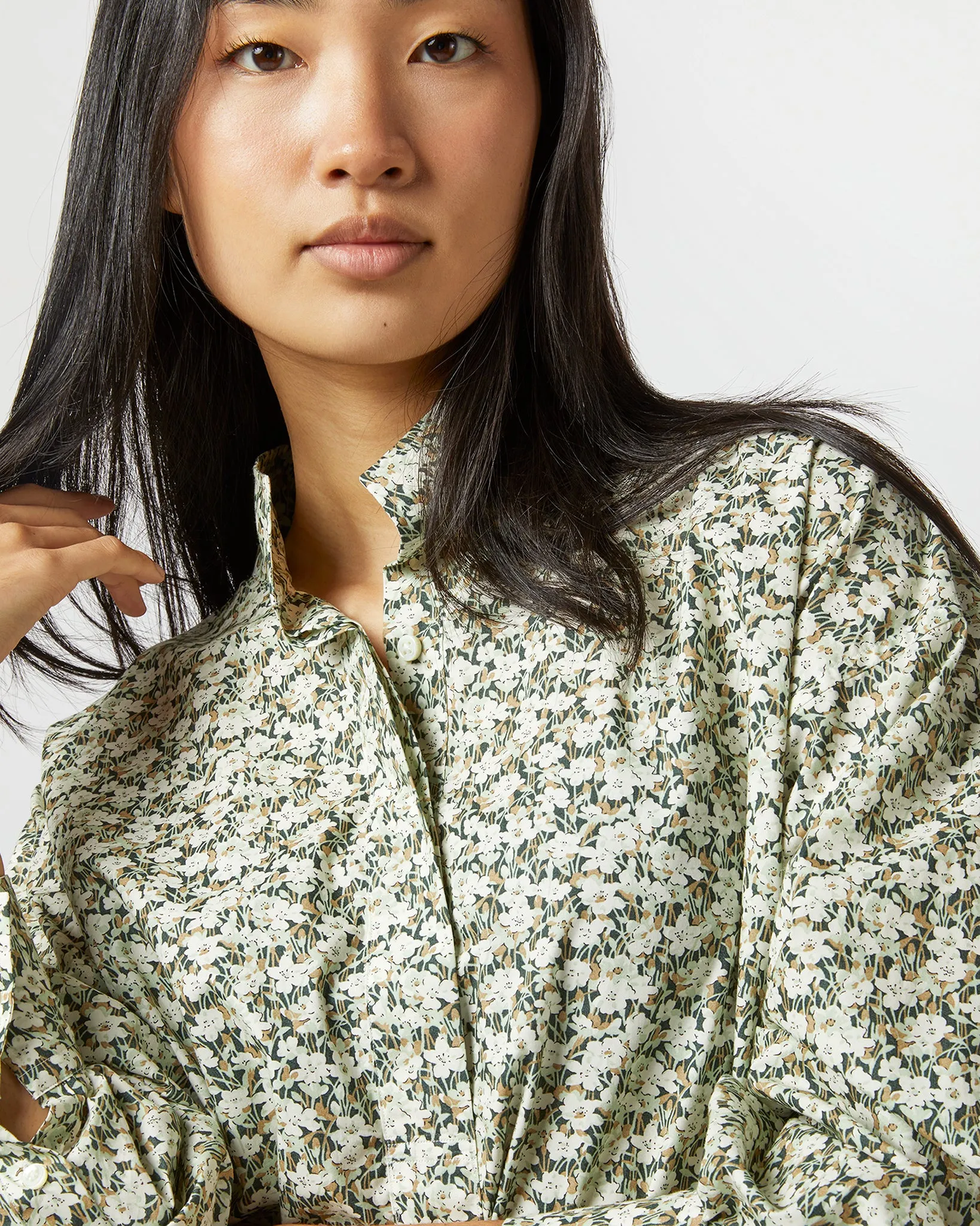 Anaya Popover Shirt in Olive Eliasson Liberty Fabric