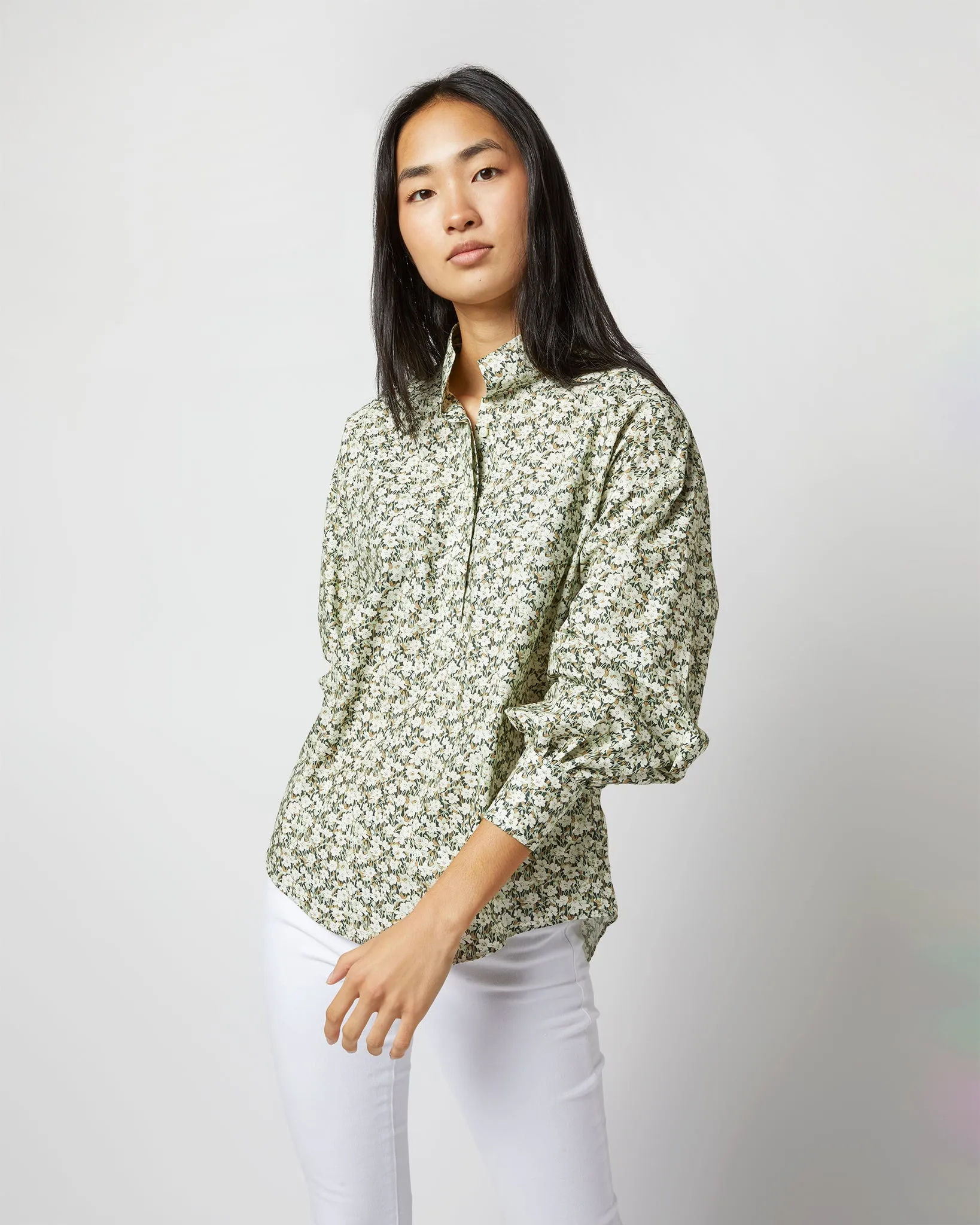 Anaya Popover Shirt in Olive Eliasson Liberty Fabric