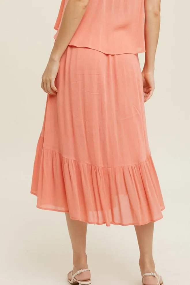 Avery Ruffle Hem Midi Skirt