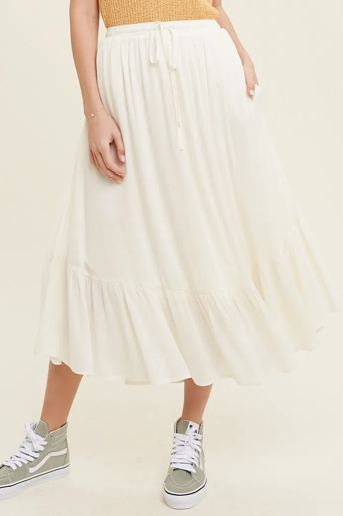 Avery Ruffle Hem Midi Skirt