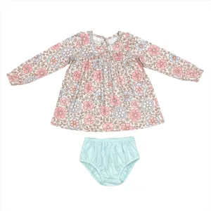 Baby Romper Peach Floral Collar   Bummie