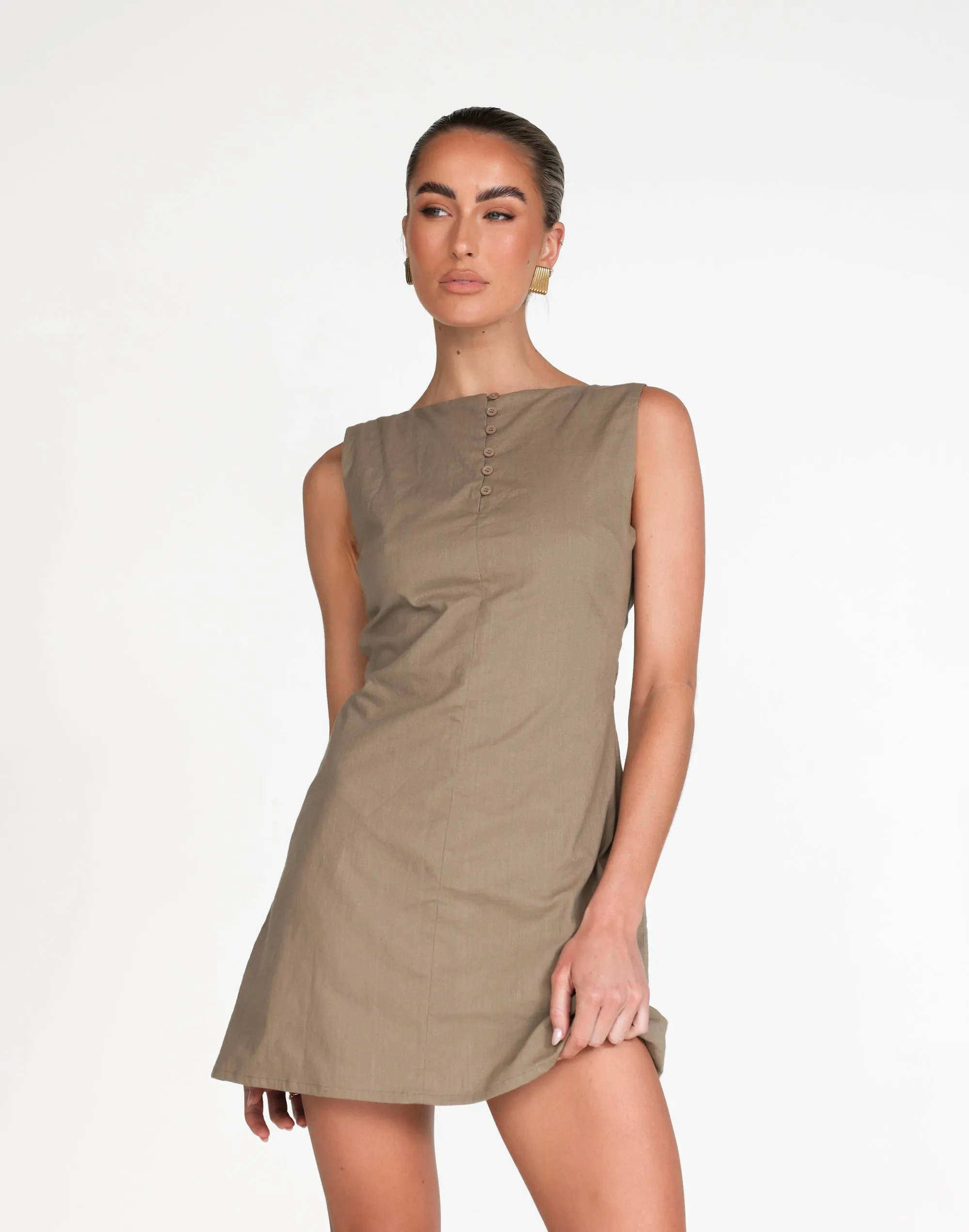 Basira Mini Dress (Mushroom)