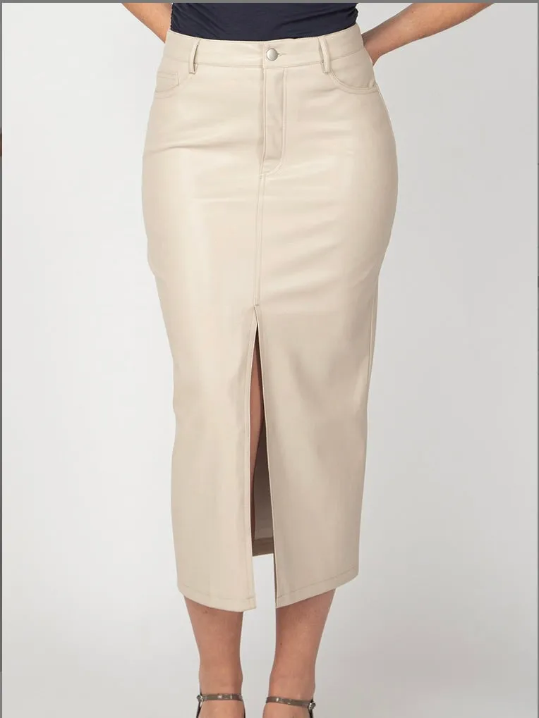 Bernie Faux Leather Midi Skirt