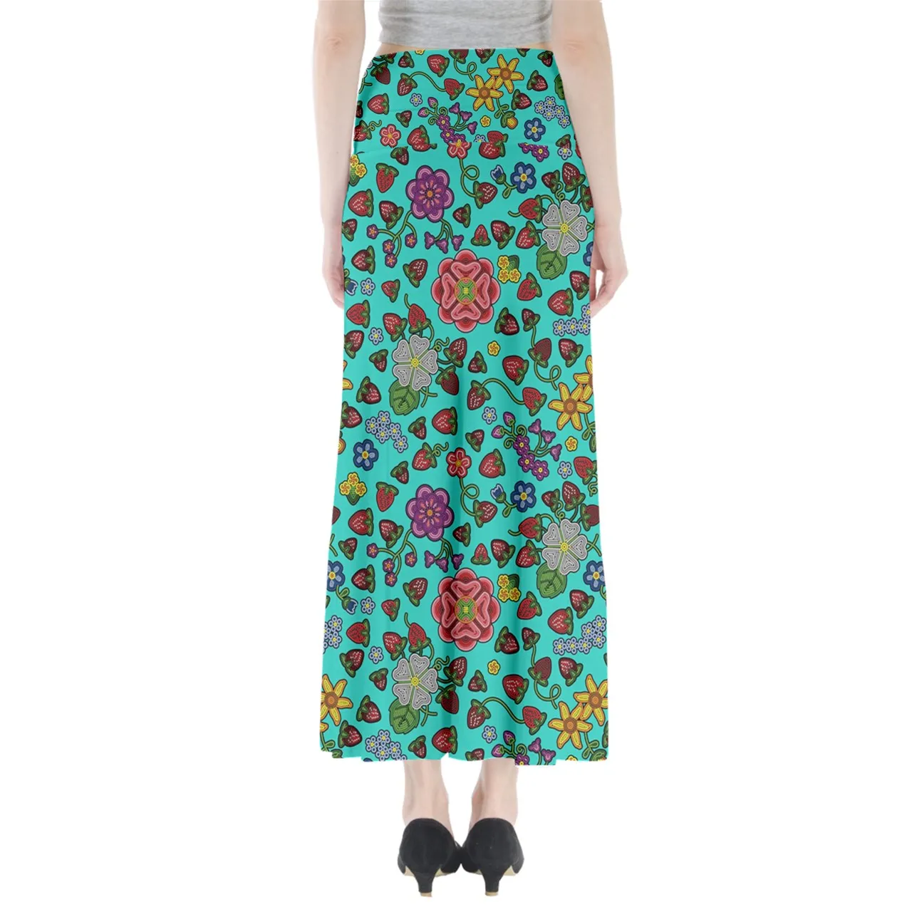 Berry Pop Turquoise Full Length Maxi Skirt