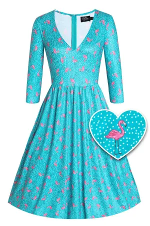 Billie Blue Flamingo Long Sleeved Dress