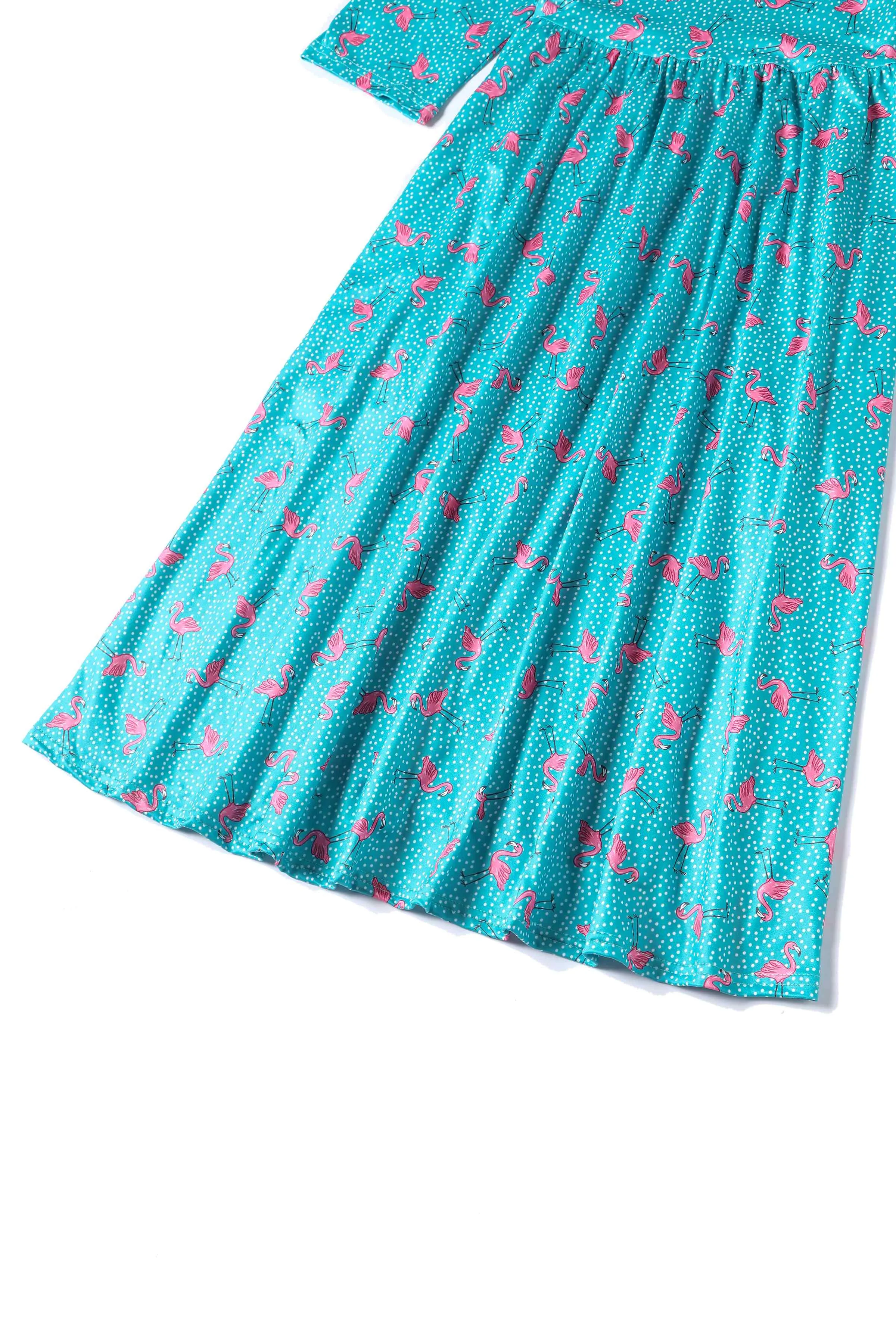 Billie Blue Flamingo Long Sleeved Dress