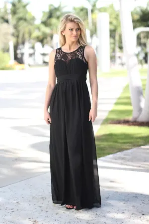 Black Lace Top Maxi Dress