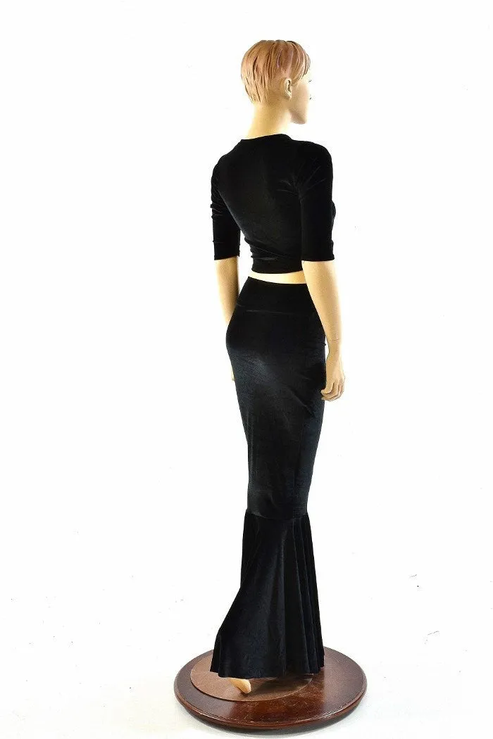 Black Velvet Mermaid Skirt & Top