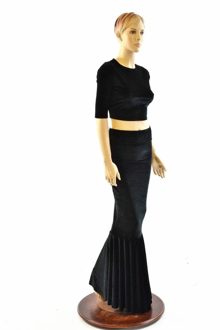 Black Velvet Mermaid Skirt & Top