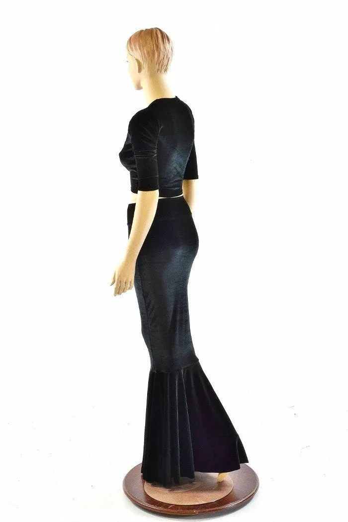 Black Velvet Mermaid Skirt & Top