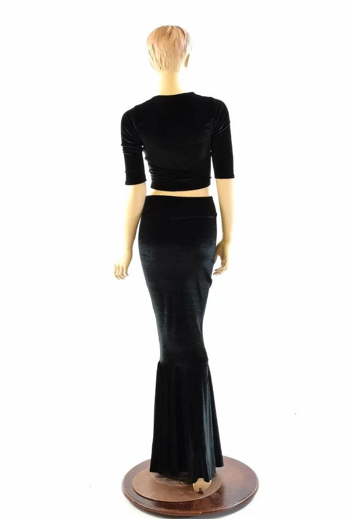 Black Velvet Mermaid Skirt & Top