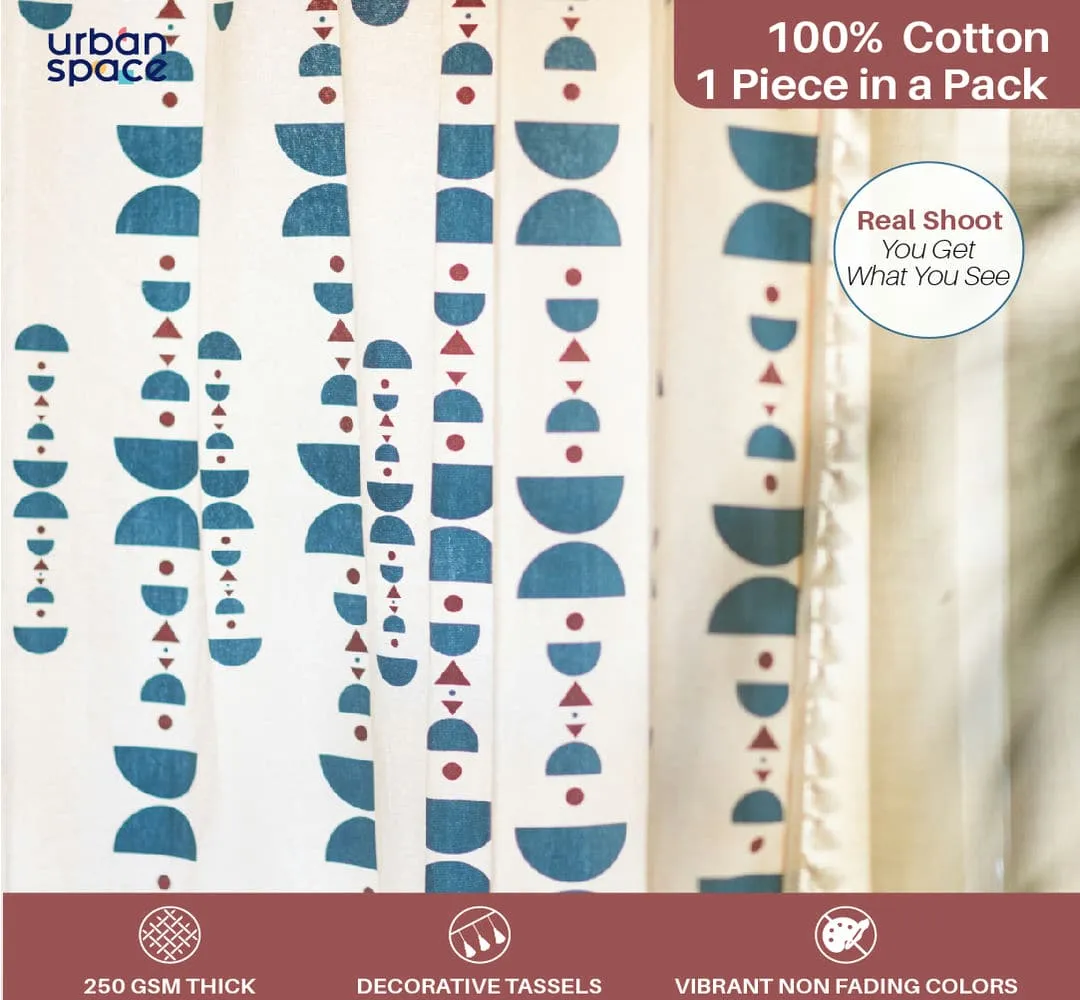 Bohemian 100% Cotton Curtain, Pack of 1 Curtain - Domes indigo Blue