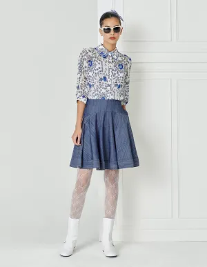 BORA AKSU Navy Blue Hemline Mini Skirt