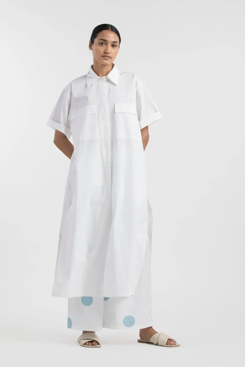 Bottom Pleat Shirt Co-ord- White