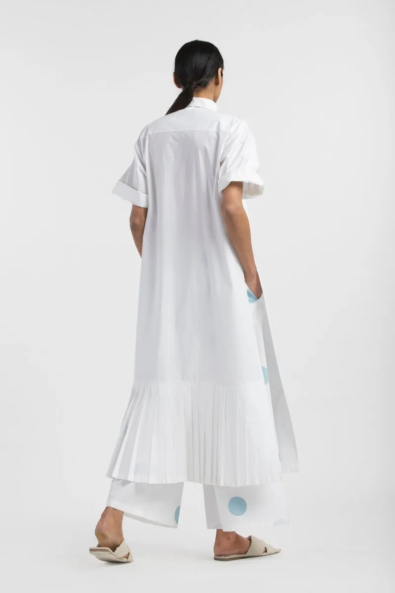 Bottom Pleat Shirt Co-ord- White