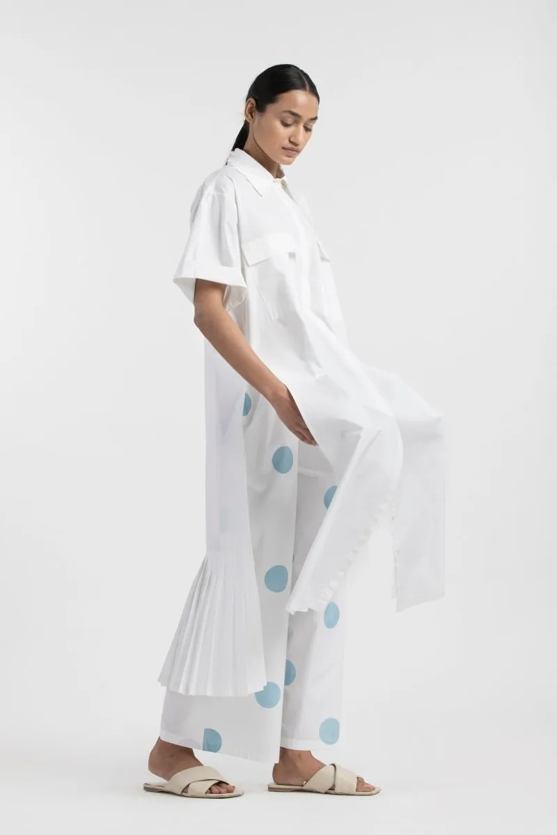 Bottom Pleat Shirt Co-ord- White