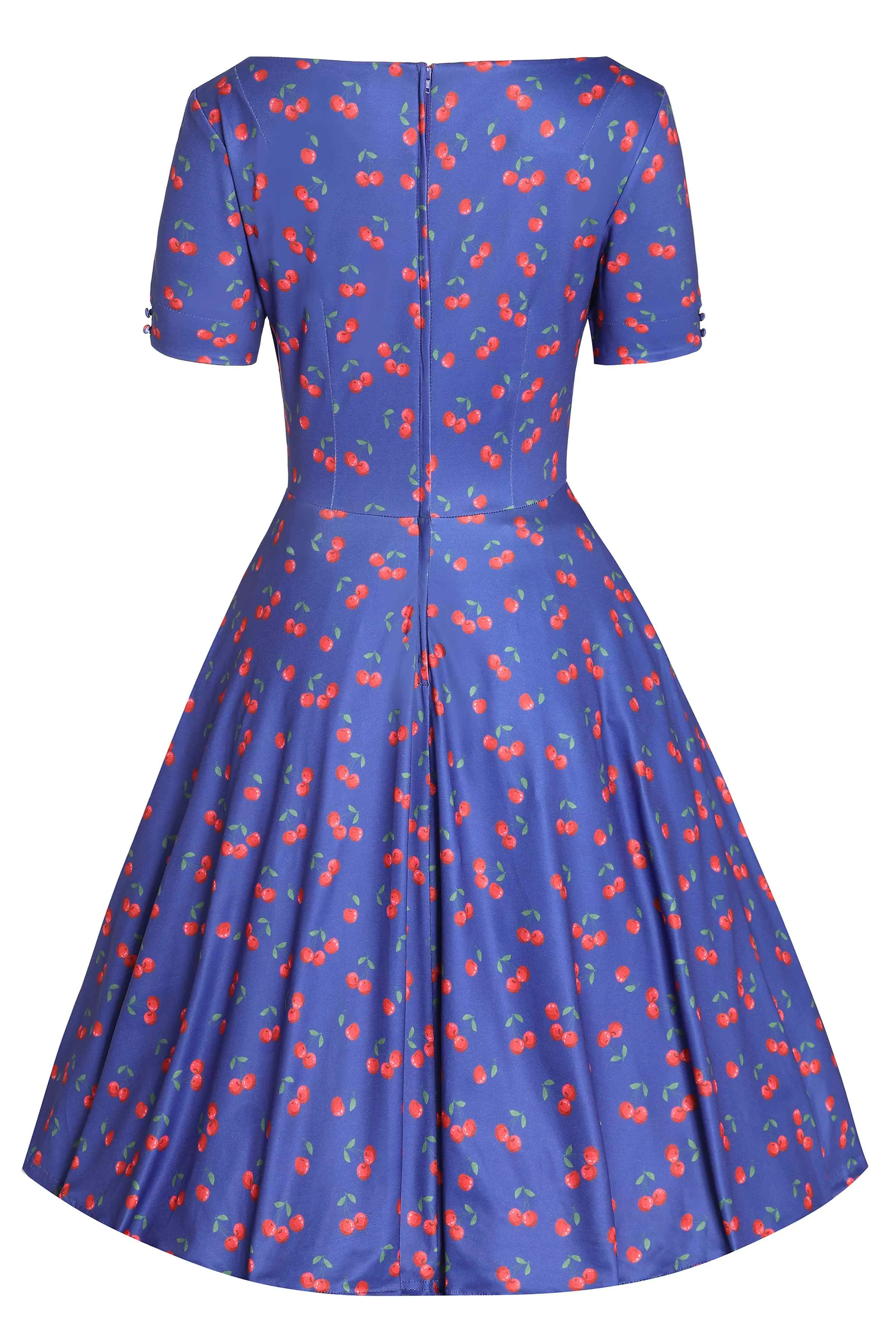 Brenda Blue Cherry Flared Dress