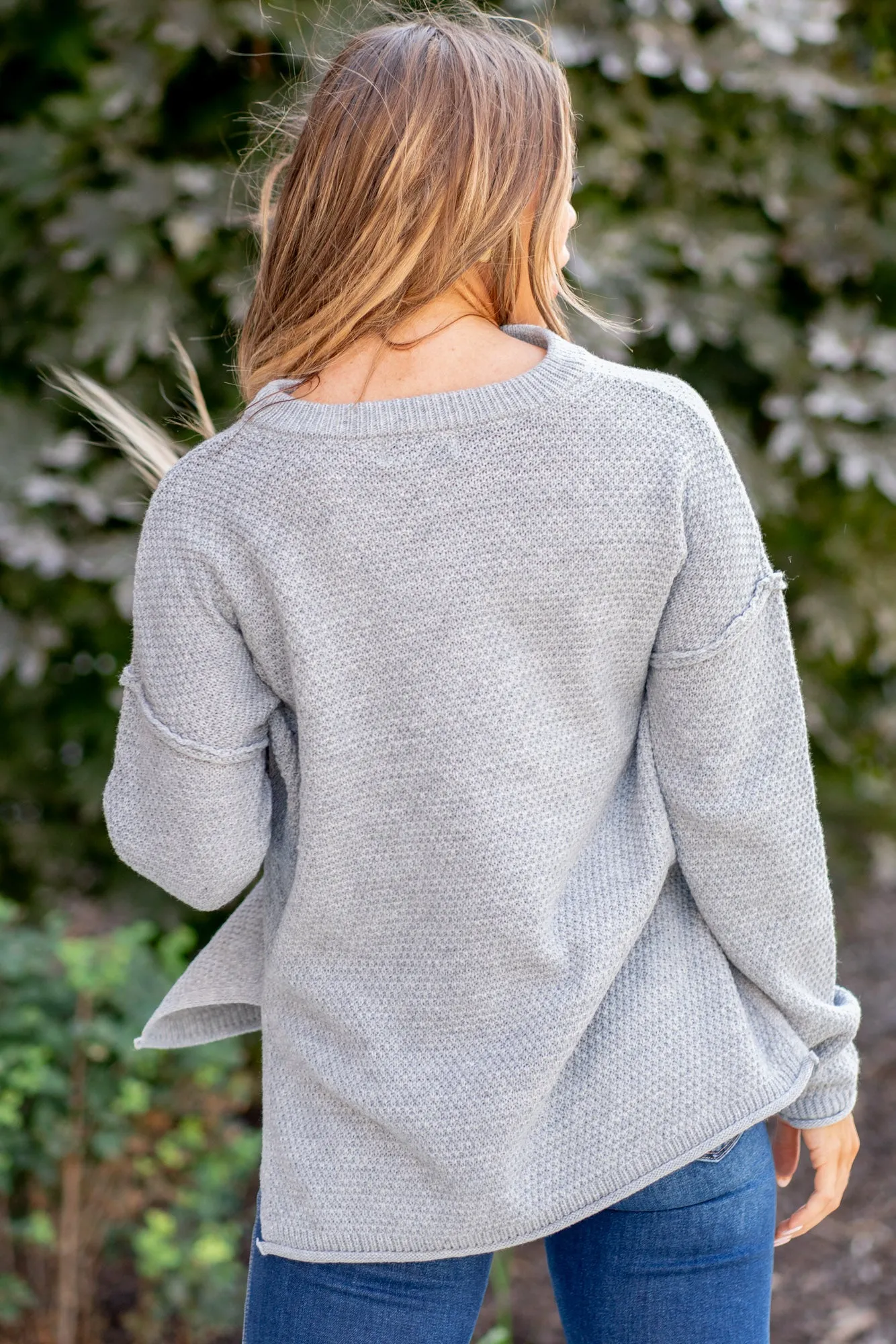 Button Closure Drop Shoulder Sweater