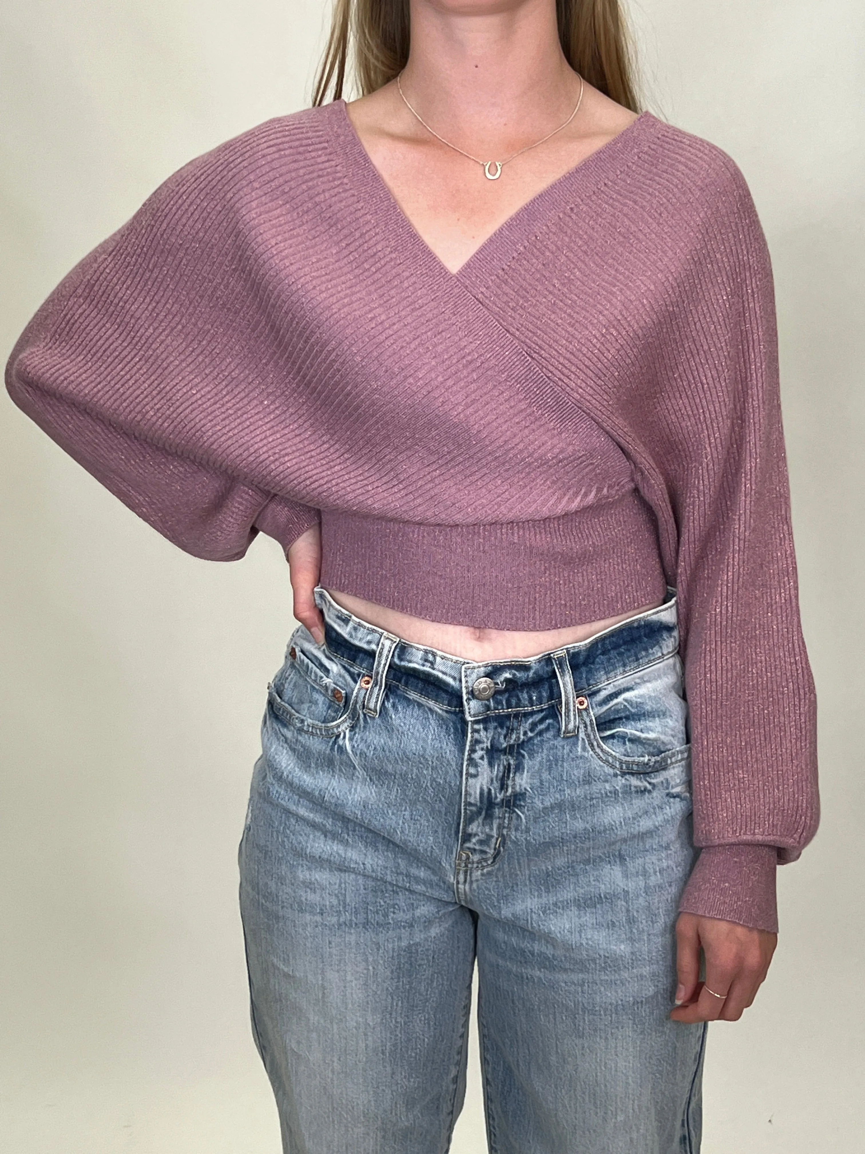 Caine Surplice Sweater Sparkling Lavender