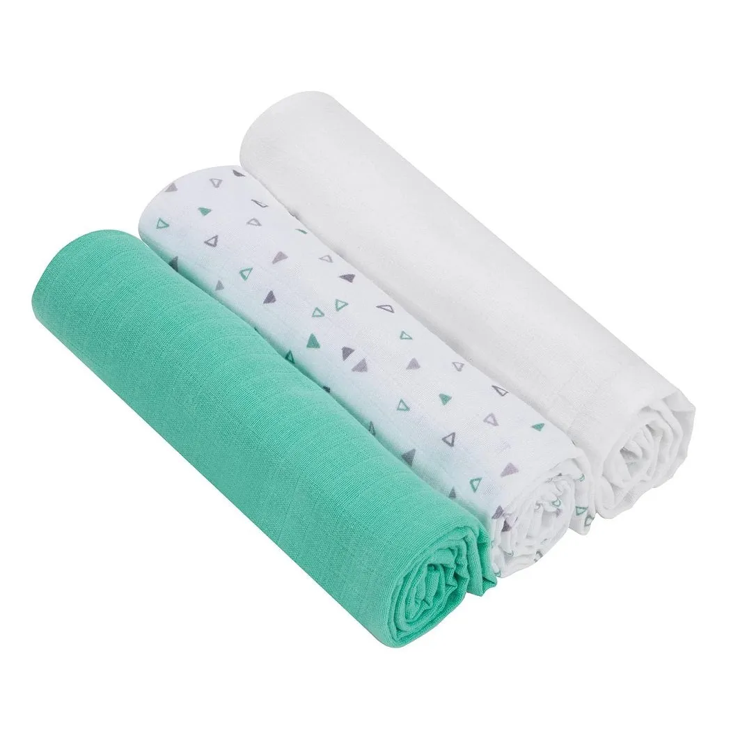 ClevaMama Muslin Cloth Set - Bamboo & Cotton (Grey/Mint)