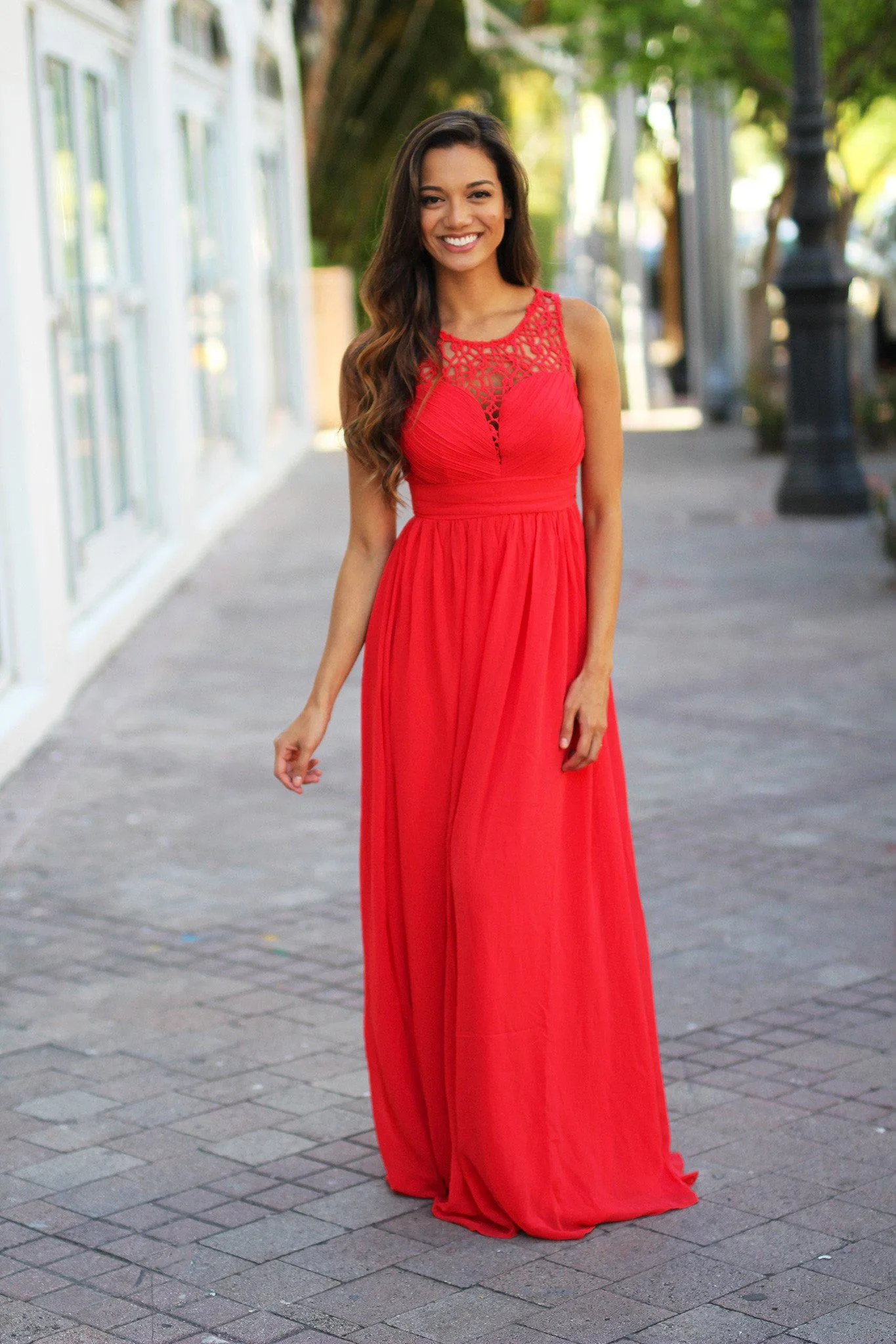 Coral Crochet Dress