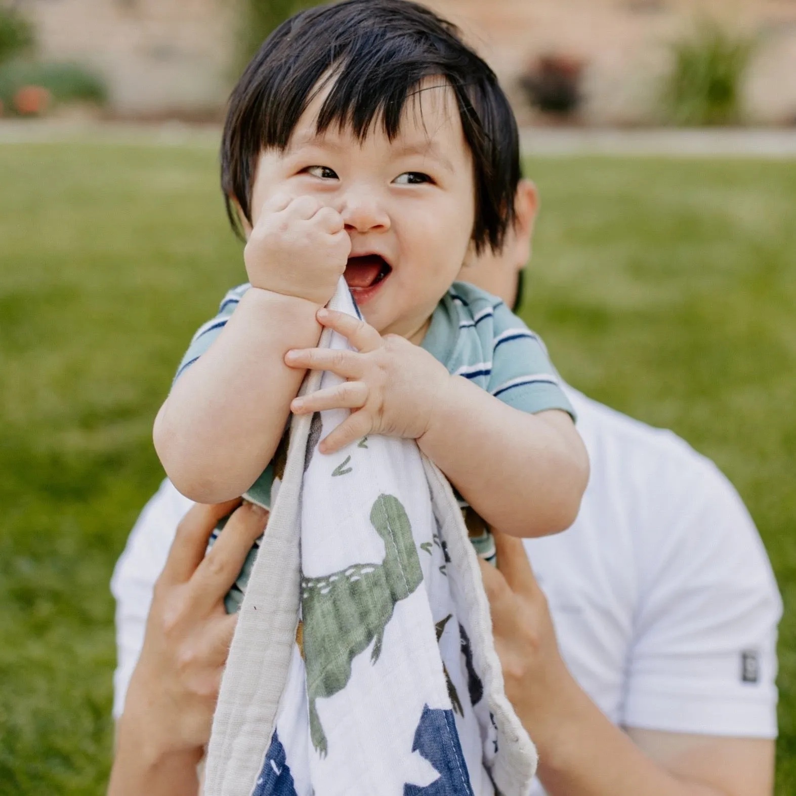 Cotton Muslin Baby Quilt - Dino Friends