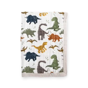 Cotton Muslin Baby Quilt - Dino Friends