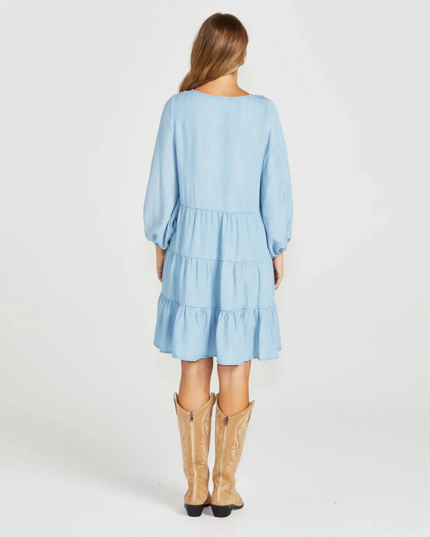 Davie Tiered Dress - Chambray