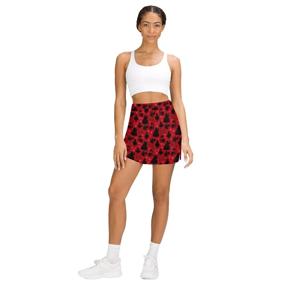 Disney Alice In Wonderland Queen Of Hearts Off With Their Heads Athletic A-Line Skirt With Pocket Solid Shorts