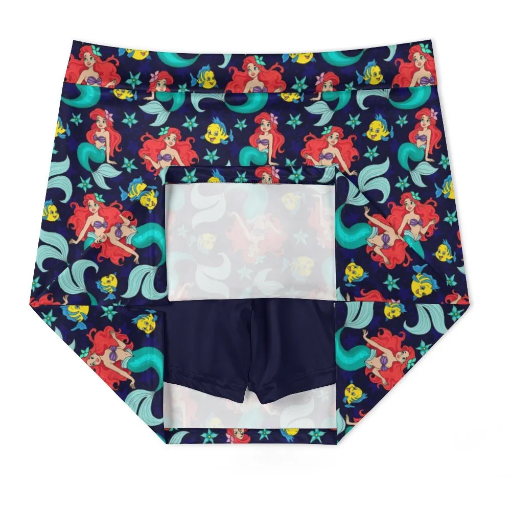 Disney Little Mermaid I Want To Be Where The People Are Athletic A-Line Skirt With Pocket Solid Shorts