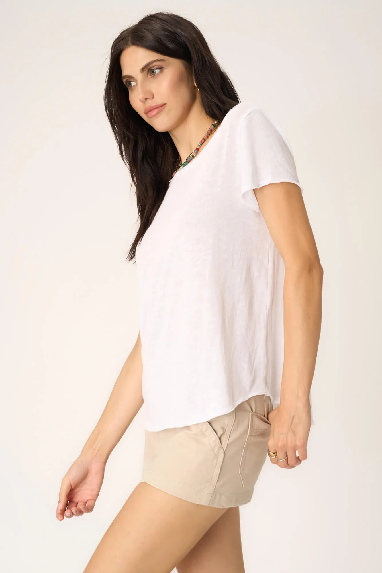 Easy On Me Textured Crew Tee - White