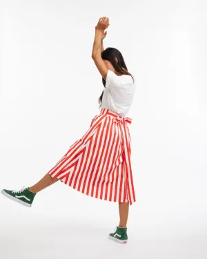 Easy Wrap Skirt - Red/Ivory Stripe