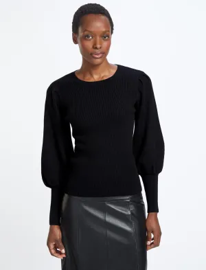 Eva Wool Crew Neck Jumper - Black