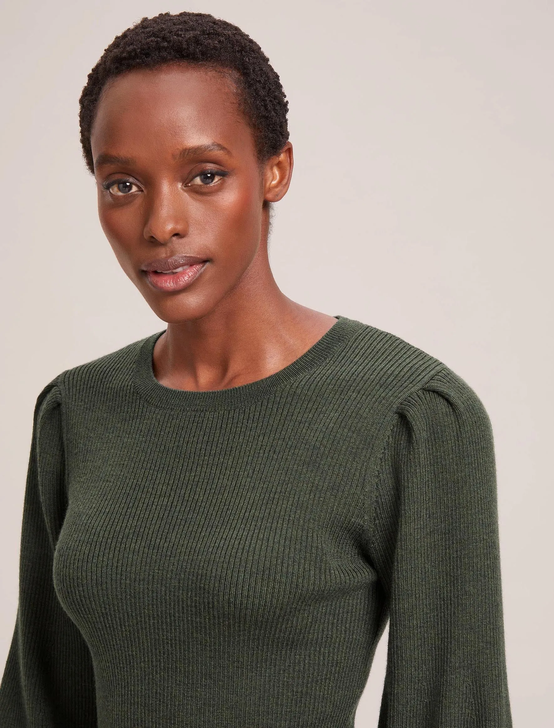 Eva Wool Crew Neck Jumper - Khaki