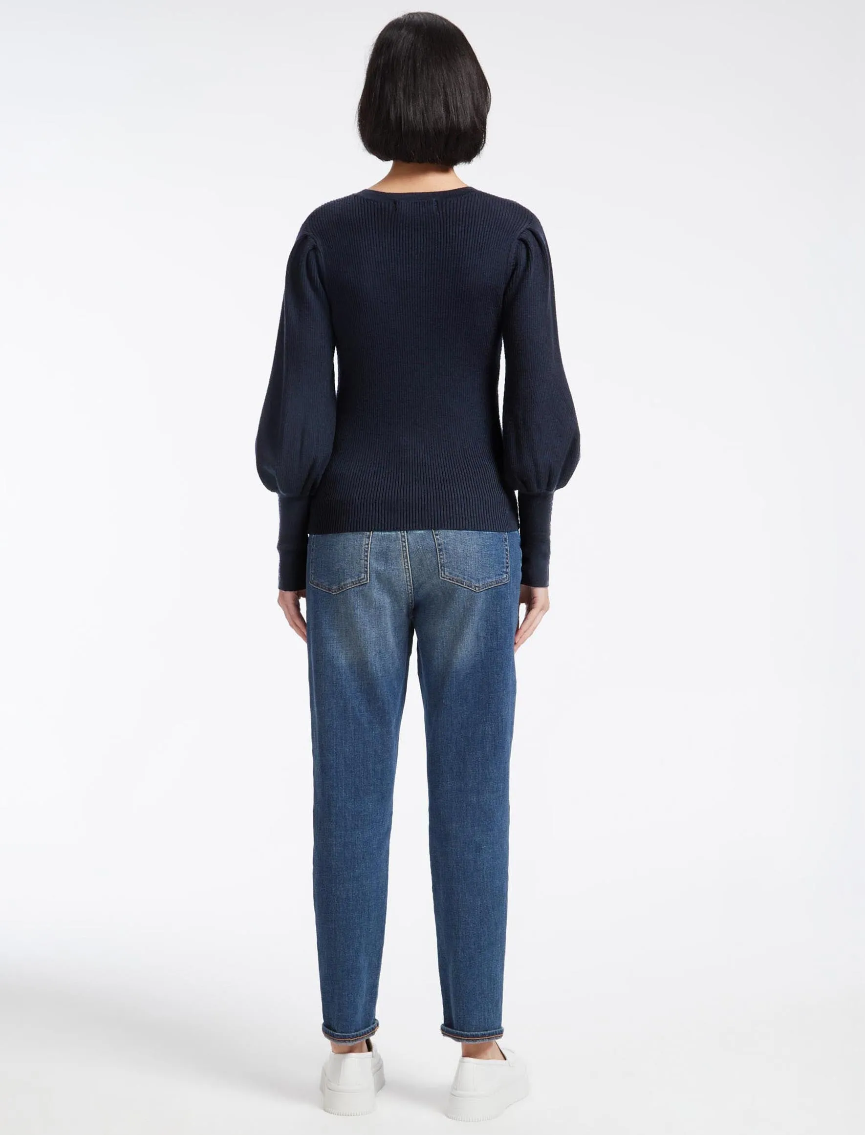 Eva Wool Crew Neck Jumper - Navy