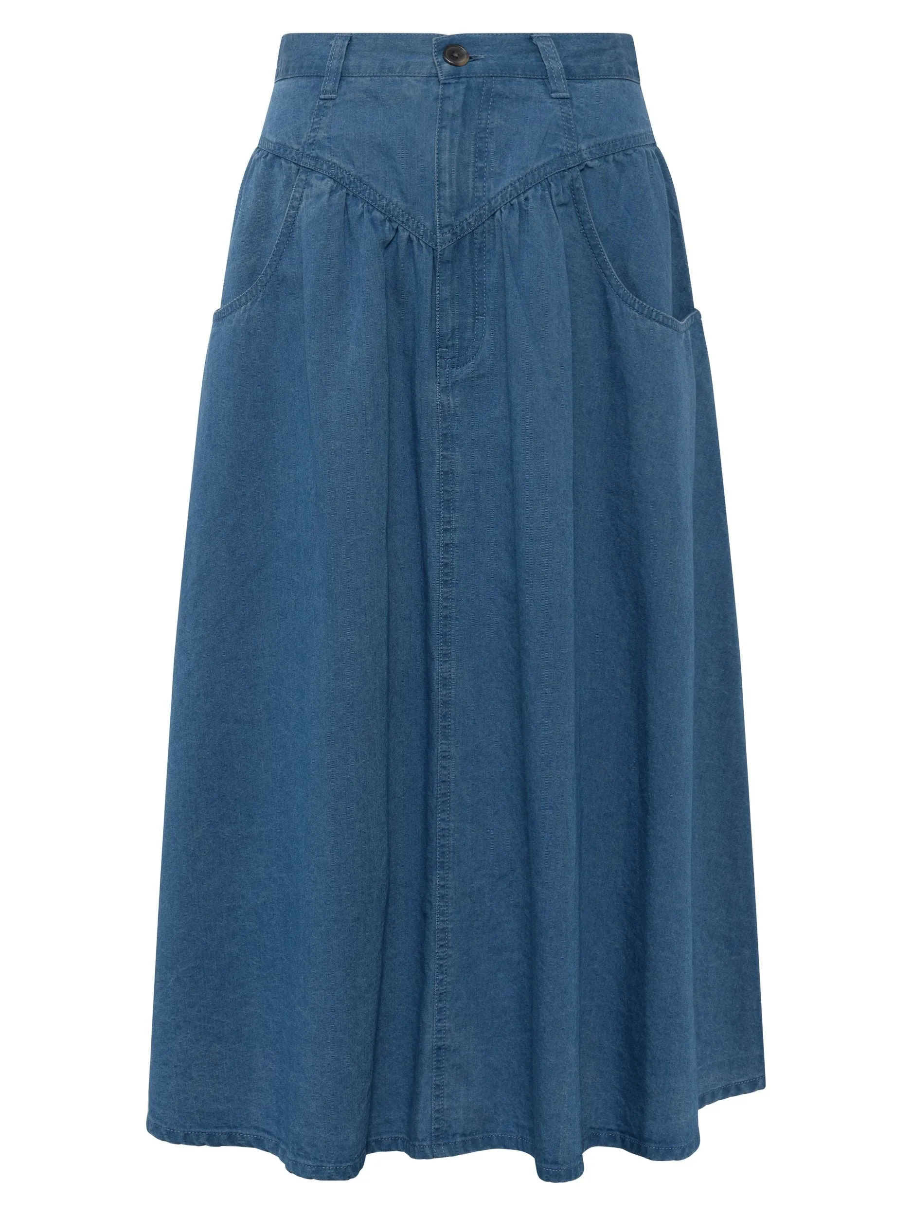 French Connection ZAVES CHAMBRAY MIDI SKIRT 73SAD