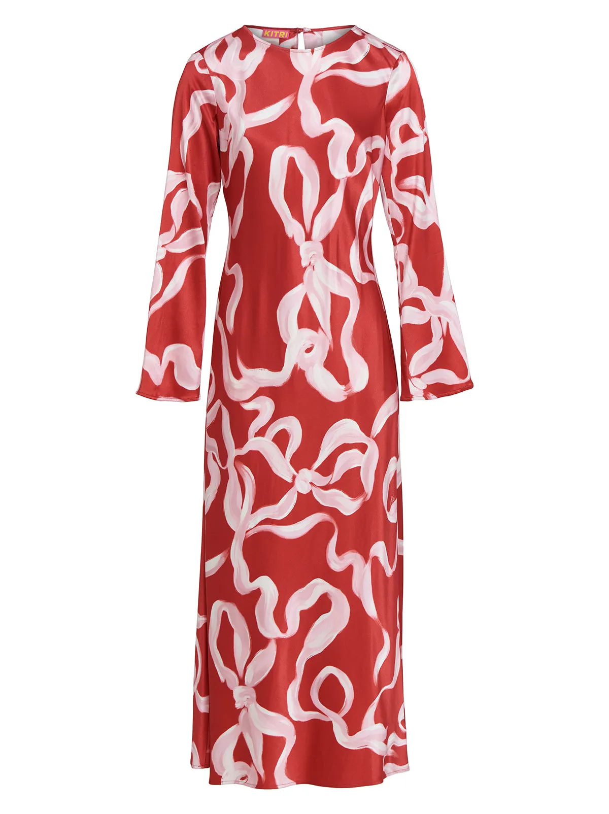 Keira Red Ribbon Print Maxi Dress