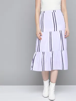 Lavender Stripe Tiered Skirt