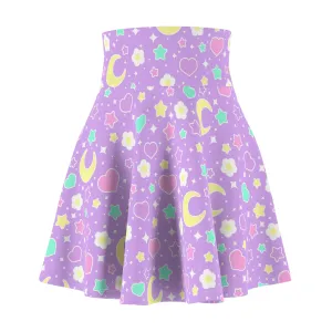 Magical Spring Purple High Waist Skater Skirt