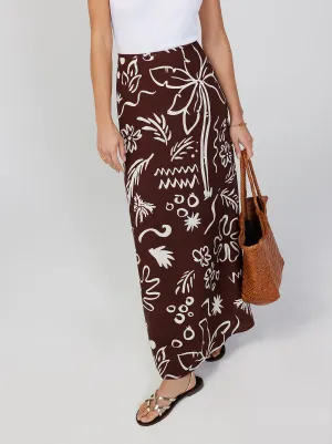 Mali Coco Palm Print Maxi Skirt